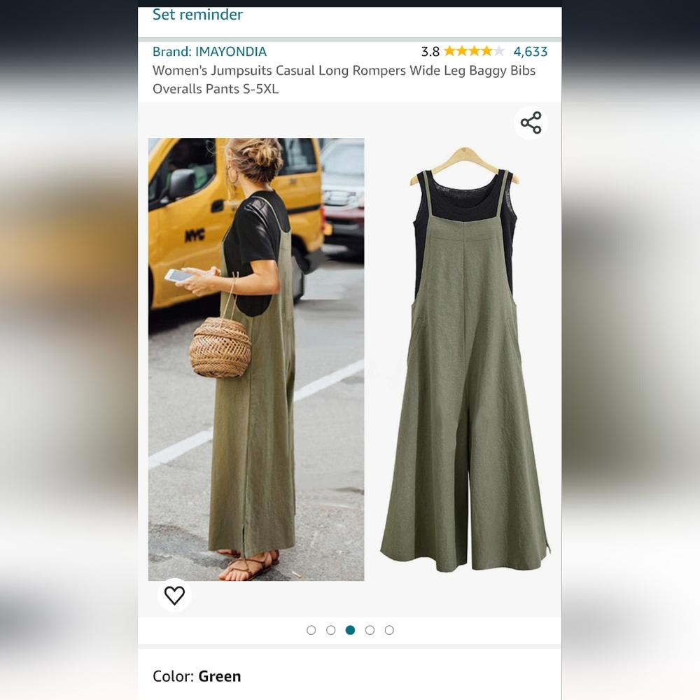 Green flowy 100% cotton jumpsuit